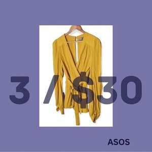 ASOS - 3/$30 - 2 - wrap long sleeve blouse with tie